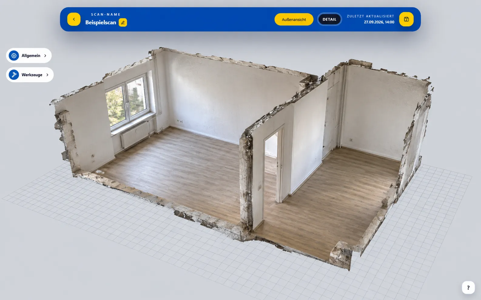 BaumaPortal showing an example 3D scan for property management.